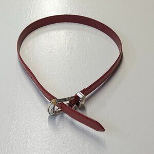 Fossil Red Size Medium 1" Wide Genuine Leather Belt With Silver Buckle